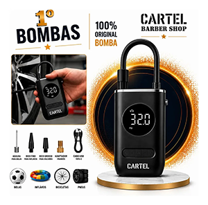 Mini Compressor Digital Portátil Cartel Barber Shop