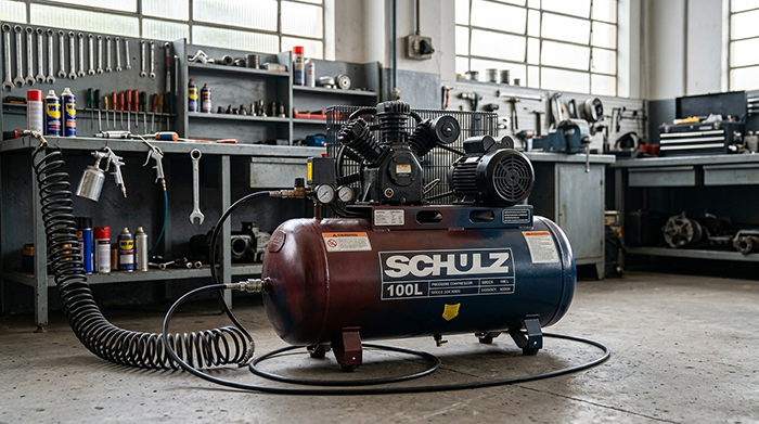 Review do compressor Schulz 100 litros em oficina profissional